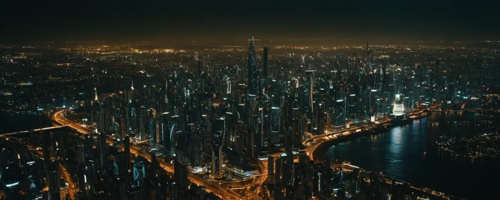 A futuristic city at night JuggernautXL stable diffusion